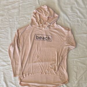 Pink 'Beach' Hooded Lightweight Sweatshirt